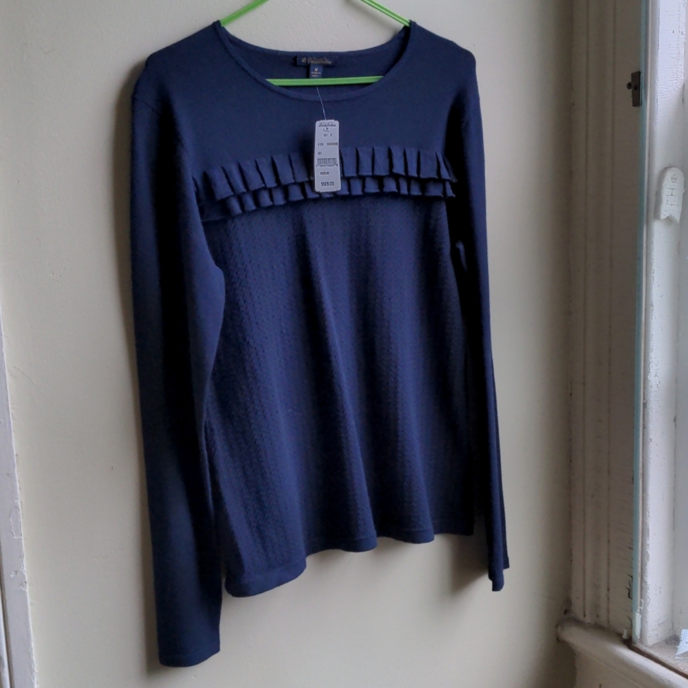 Brooks Bros. Sweater Shirt, Dark Navy, M, Viscose/Polyester Elastine